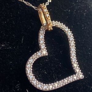 Gold and Diamond Heart Necklace ,   1/3 Carat of Diamonds and 10K Solid Gold